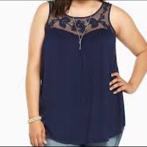 Torrid embroidered lace inset tank top size 2